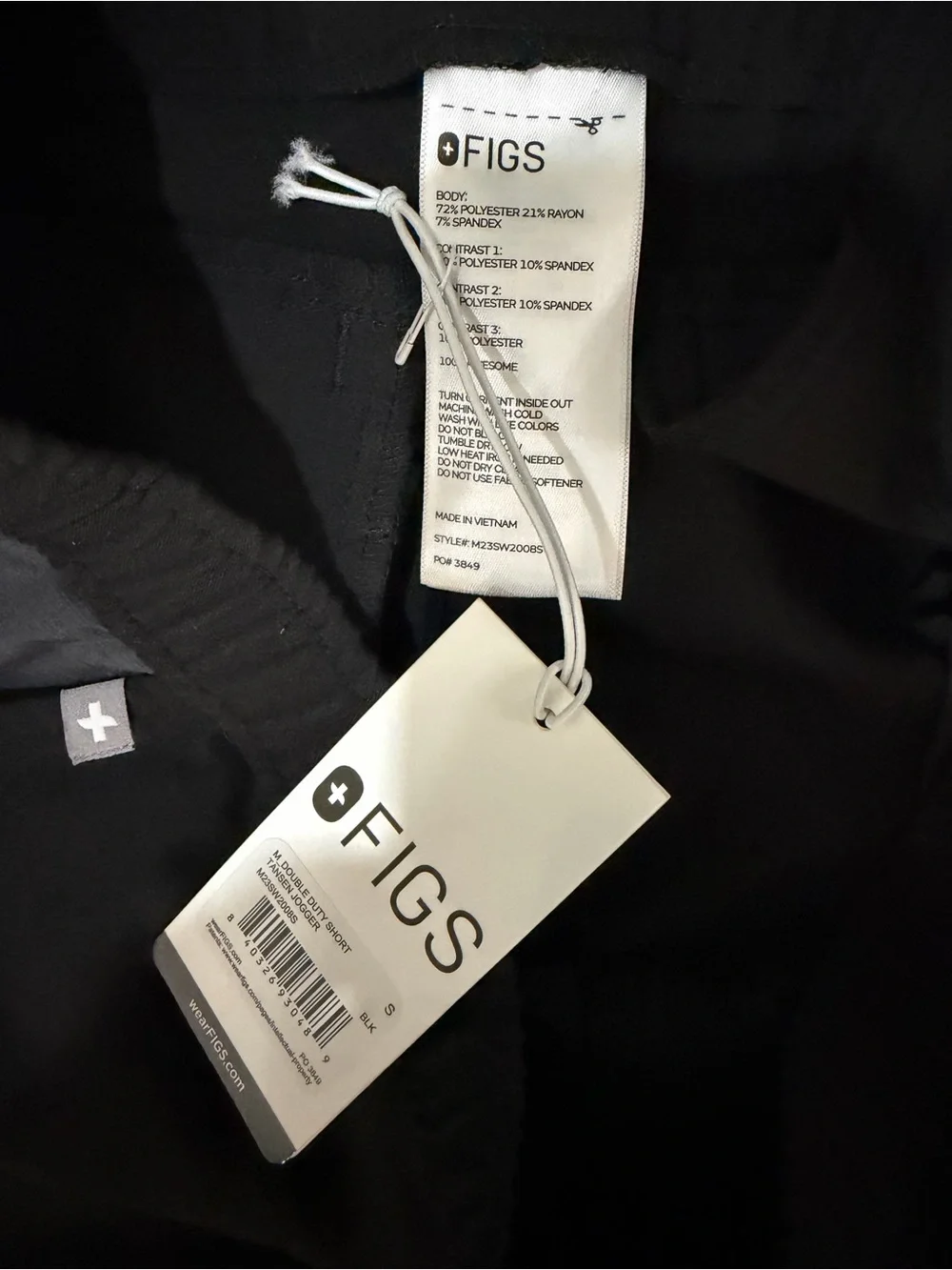 FIGS Men’s Technical Collection Slim Jogger Scrub Pants Black Small NWT